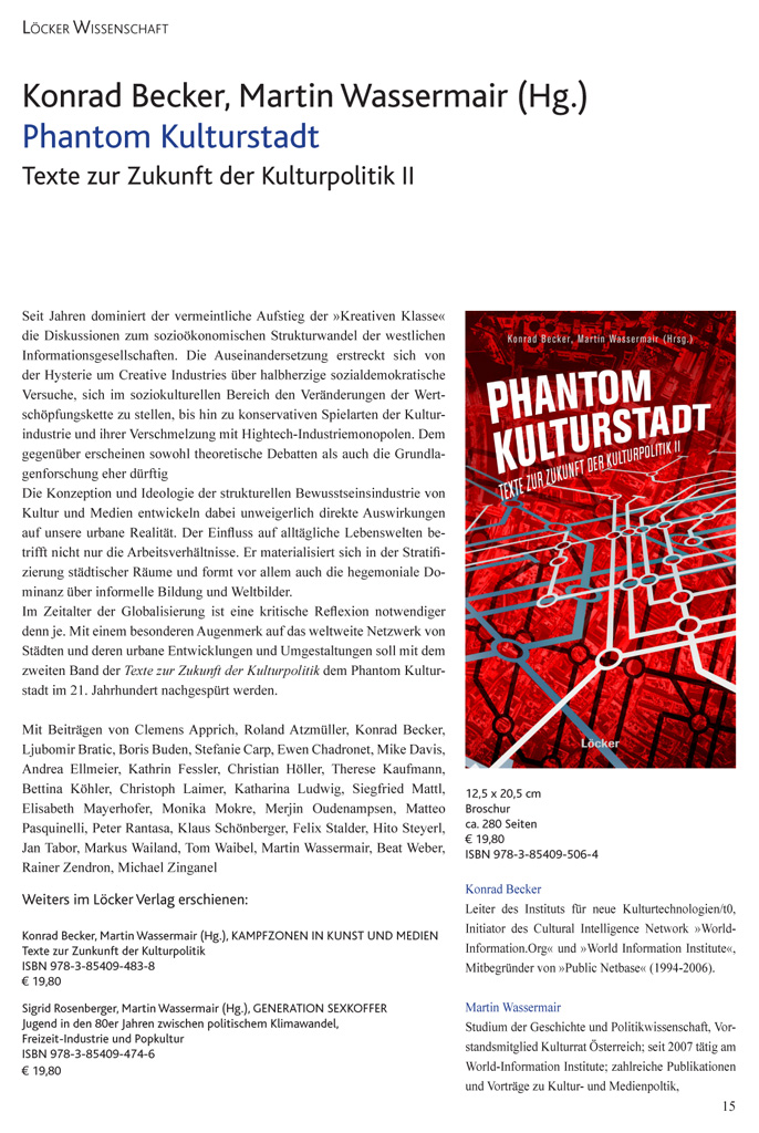 Literatur-Vorschau: Phantom Kulturstadt